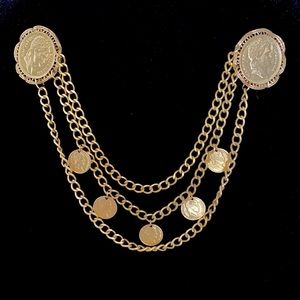Vintage Coin and Chain Brooch